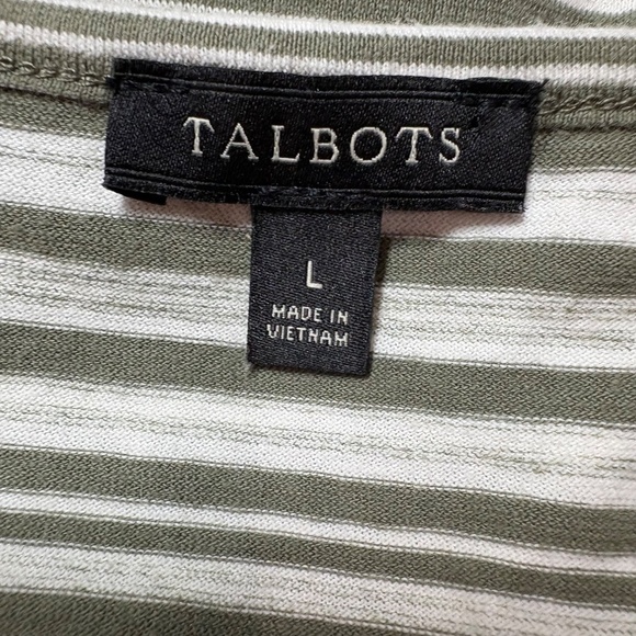 TALBOTS 100% Cotton Side Tie Shift Dress  - SUNDAY MORNING STRIPE Green / Cream - Picture 5 of 9